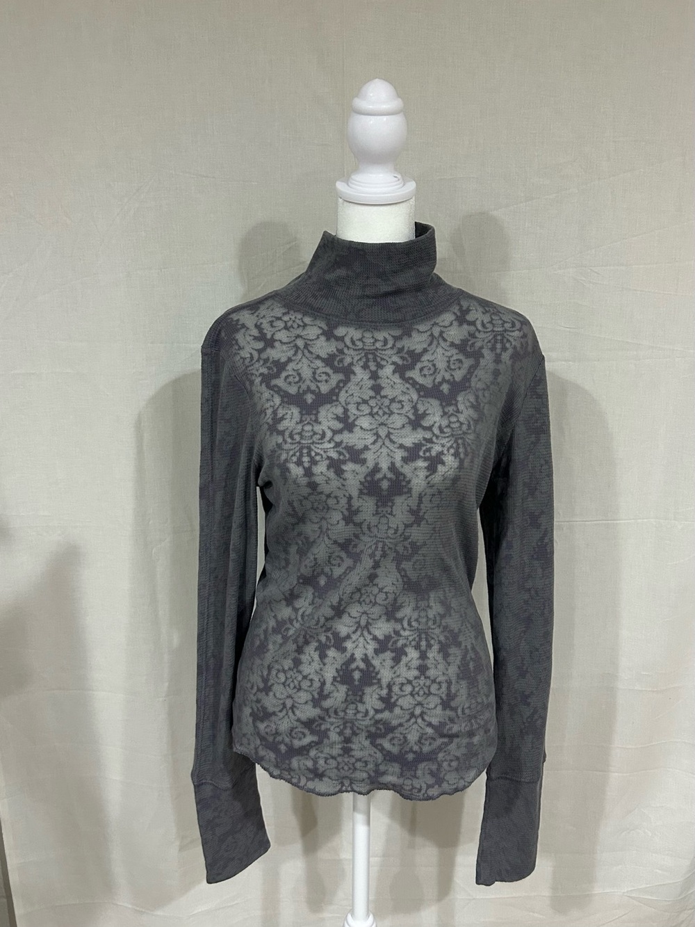Free People Intimately NWOT Women's Sheer Gray Mock Neck Long-Sleeve Top